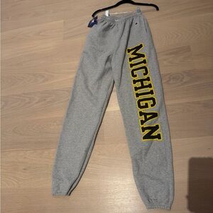 Champion Gray Sweatpants with Yellow Michigan Print